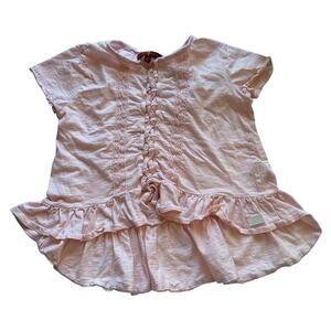 7 For All Mankind Girls' Pink Braided Peplum Top - L